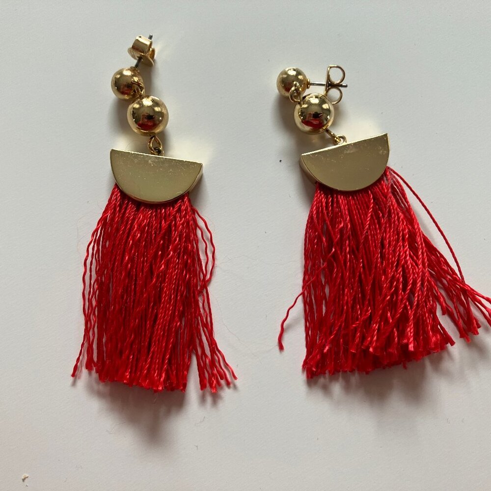 J.Crew 100% Authentic Gold Fiery Sunset Tassel Drop Earrings